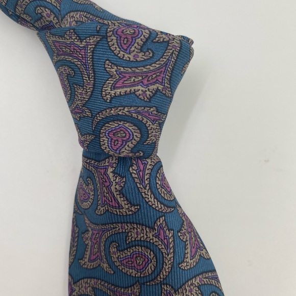 Burberry Vintage Blue and Pink Paisley Tie - Picture 1 of 6
